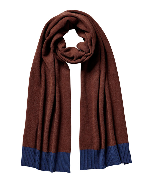Image of FALKE Men Scarf, ONESIZE, Brown, Other pattern, Virgin Wool