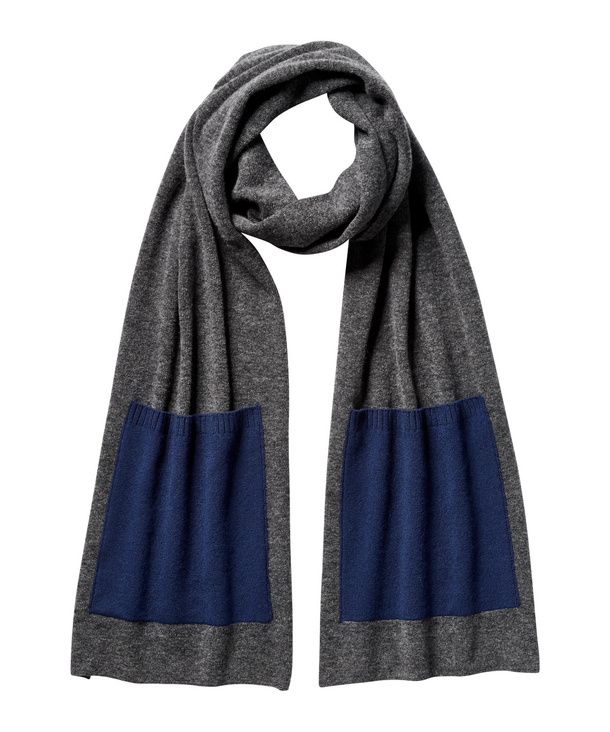 Image of FALKE Men Scarf, ONESIZE, Grey, Block colour, Virgin Wool