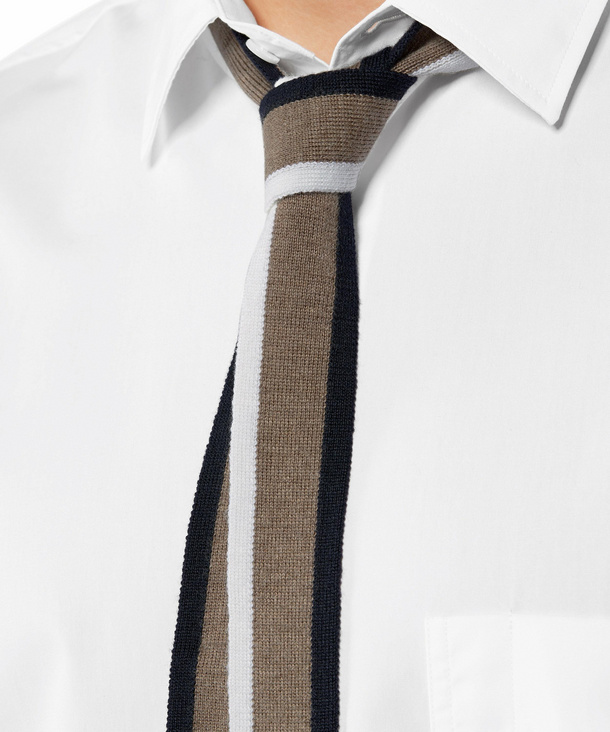 Image of FALKE Men Tie, ONESIZE, Brown, Stripes, Virgin Wool