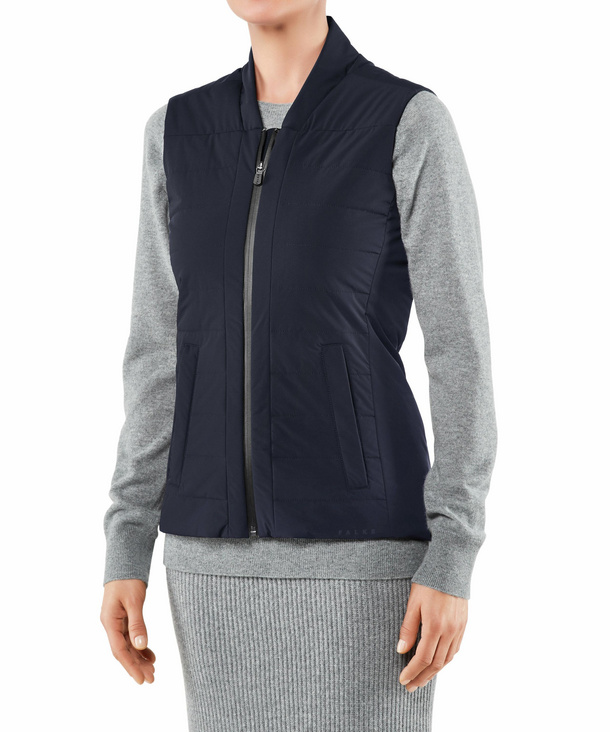 Image of FALKE Women Waistcoat Stand-up collar, L, Blue, Block colour