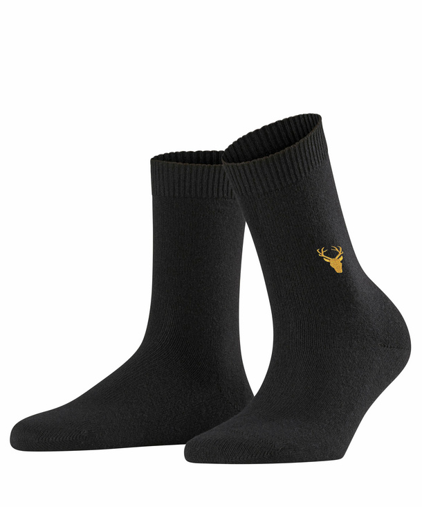 Image of FALKE Cosy Wool Moose Socks, Women, -, Black, Motif, Wool