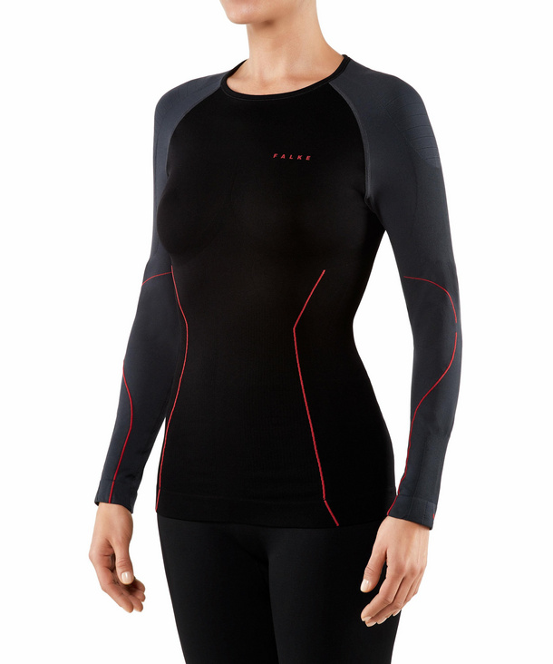 Image of FALKE Women Long sleeved Shirt Maximum Warm, XL, Black, Other pattern