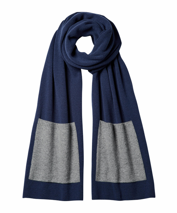 Image of FALKE Men Scarf, ONESIZE, Blue, Block colour, Virgin Wool
