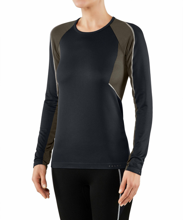 Image of FALKE Line 1 Women Longsleeved Shirt Round-neck, S, Blue, Other pattern