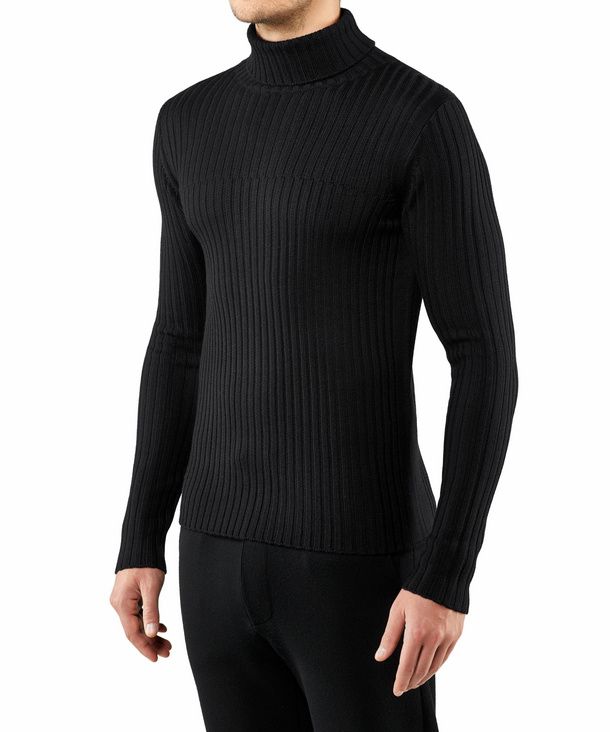 black polo neck ribbed jumper