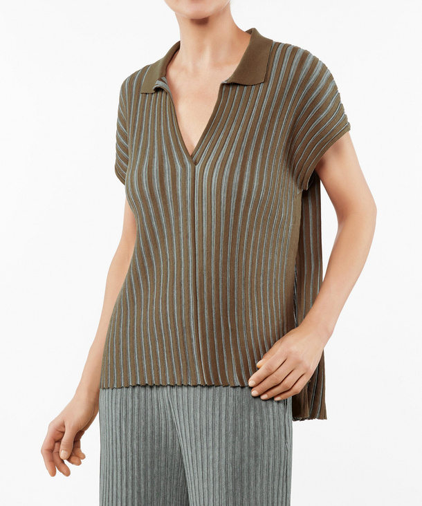 Image of FALKE Women Polo-Shirt Polo, S, Brown, Stripes, Cotton