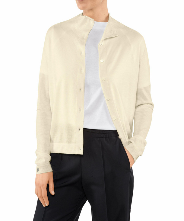 Image of FALKE Women Cardigan Stand-up collar, S, Beige, Block colour, Cashmere