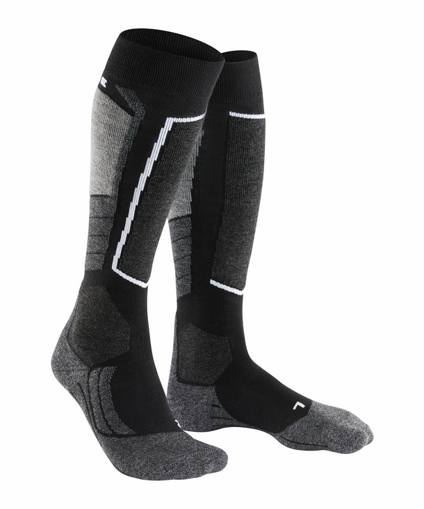 White or Pink FALKE Womens SK2 Skiing Socks 1 Pair Merino Wool Blend In Black US sizes 6.5 to 10.5