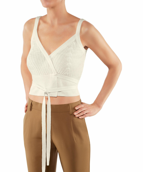 Image of FALKE Women Top, M, White, Structure, Linen