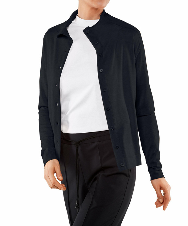 Image of FALKE Women Cardigan Stand-up collar, XS, Blue, Block colour, Cashmere