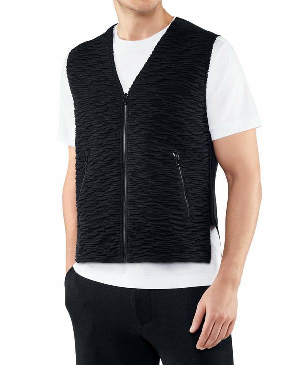 Image of FALKE Men Waistcoat V-neck, L, Blue, Structure, Cotton