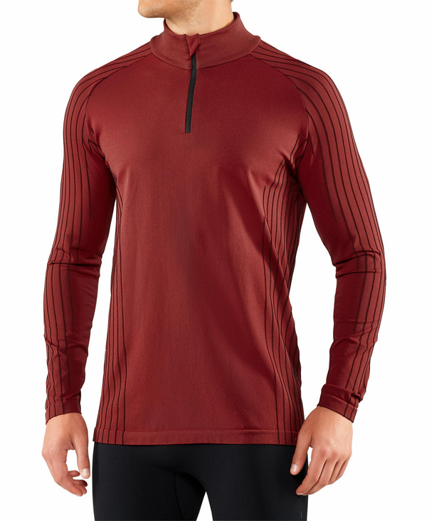 Image of FALKE Men Longsleeved Shirt Stand-up collar, M-L, Red, Block colour