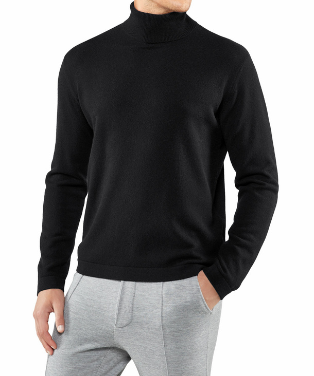 Image of FALKE Men Pullover Roll-neck, XL, Black, Block colour, Cashmere