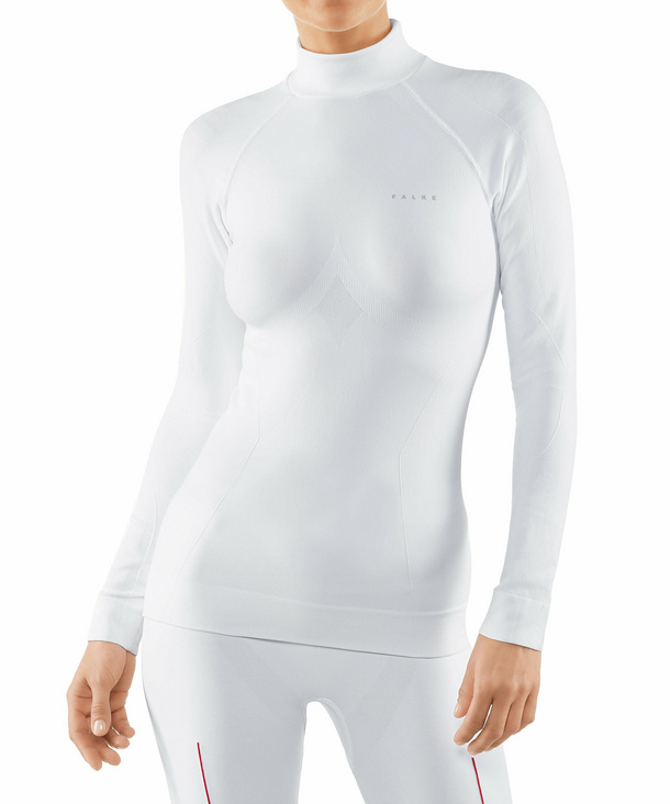 Image of FALKE Women Longsleeved Shirt Maximum Warm, L, White, Block colour