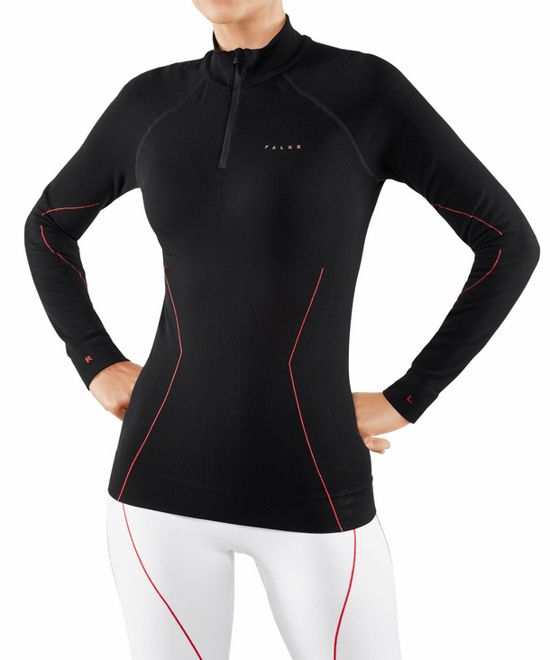 Image of FALKE Women Longsleeved Shirt Maximum Warm, L, Black, Block colour