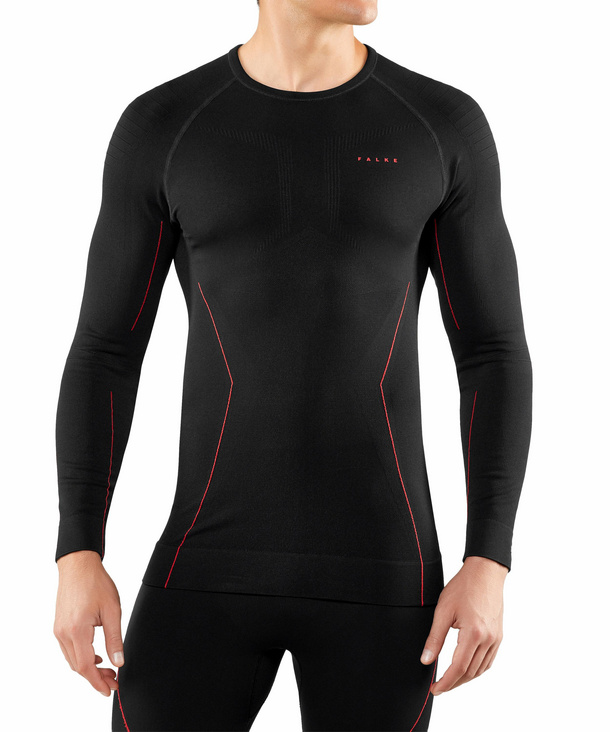 Image of FALKE Men Longsleeved Shirt Maximum Warm, L, Black, Block colour