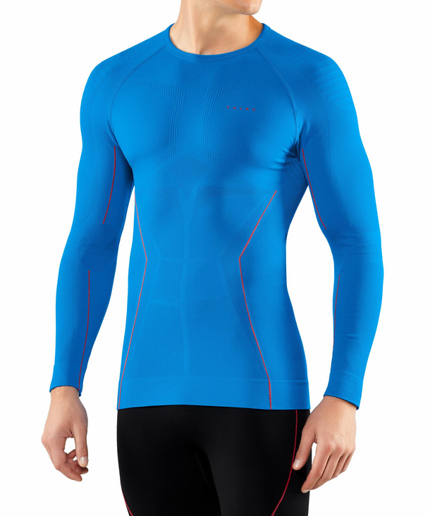Image of FALKE Men Longsleeved Shirt Maximum Warm, S, Blue, Block colour