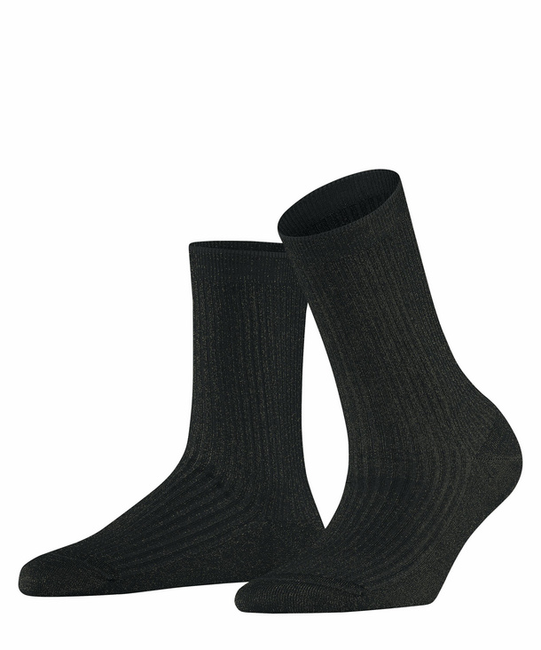 Shiny Rib Women Socks (Black)