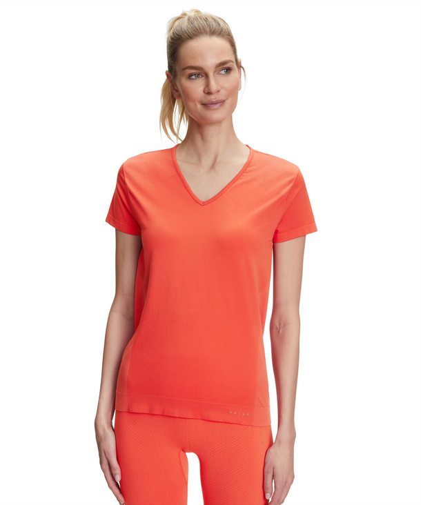 Women Running T-Shirt V-neck (Orange 