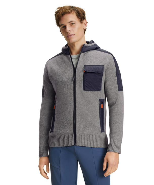 Hombre Trekking Chaqueta con cremallera Capucha (Gris) | FALKE
