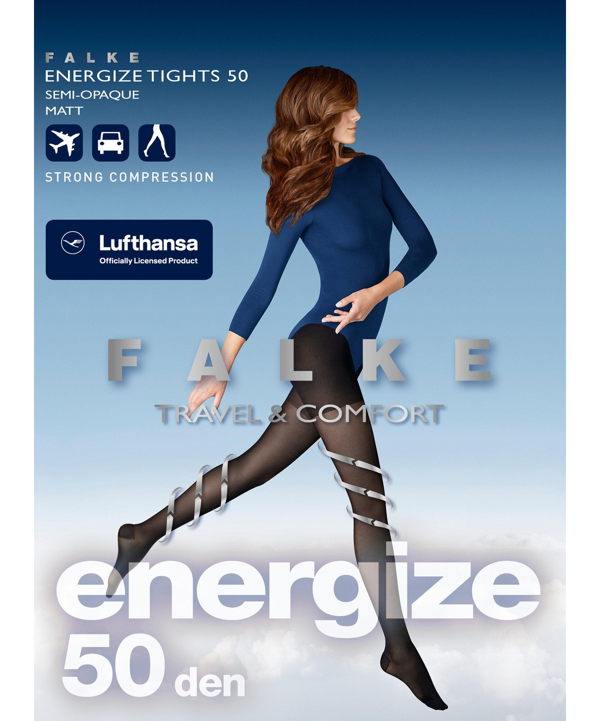 FALKE Synthetic Lufthansa Travel & Comfort Energize Tights 15 Den Ultra-sheer Black Tan More Colours Transparent With Strong Compression Effect in Natural Womens Clothing Hosiery Tights and pantyhose Save 2% 
