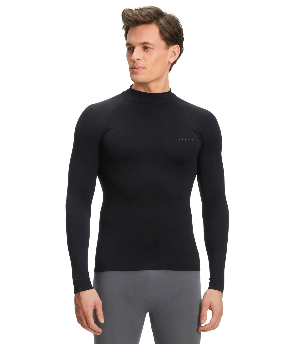 Black 3000 FALKE Men Warm Tight Fit Long Sleeve Shirt 1 Piece Black M Sports Performance Fabric 