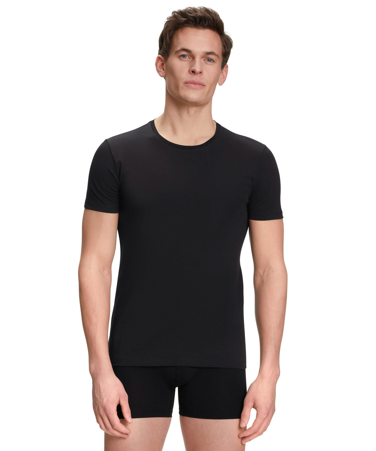 2-Pack Men T-Shirt Round-neck Daily Comfort (Black) | FALKE