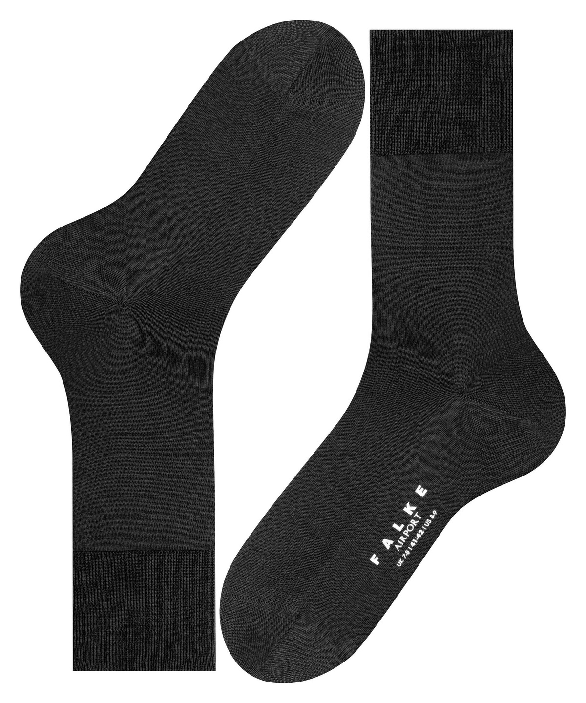 FALKE Men's Airport Dress Socks Over the Calf Black More Colors 1 Pair Merino Wool Cotton Blend for Business and Casual 