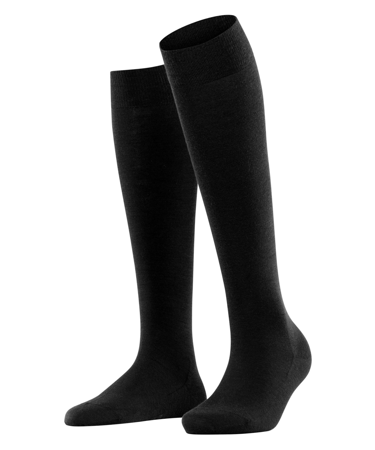 Women's Soft Black Opaque Knee-High Socks with Grip Tops 842C