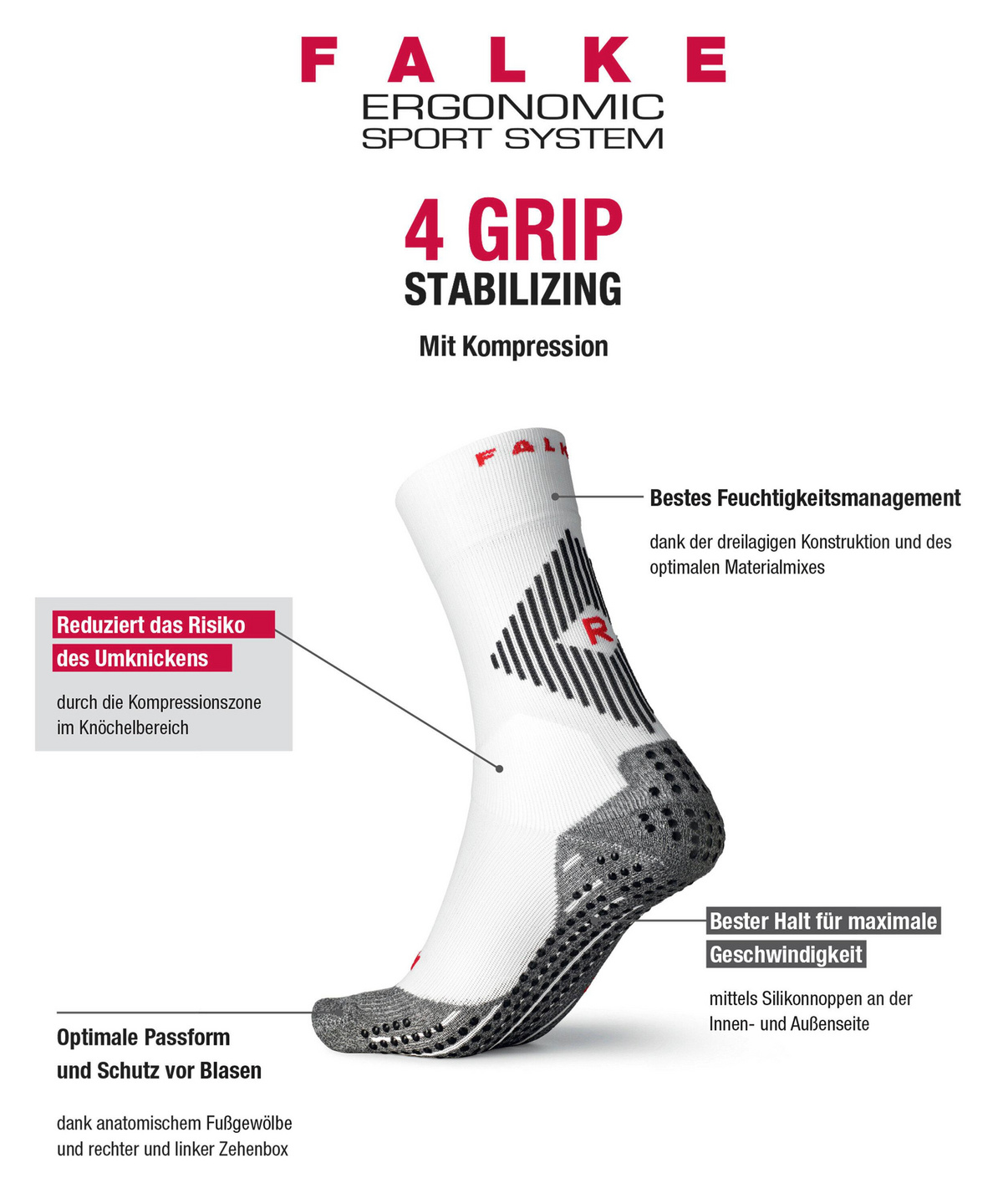 Sport Socks 4 GRIP (Red)