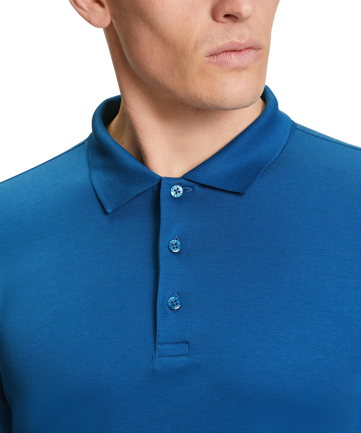 Men Long sleeve shirt Polo (Blue) | FALKE
