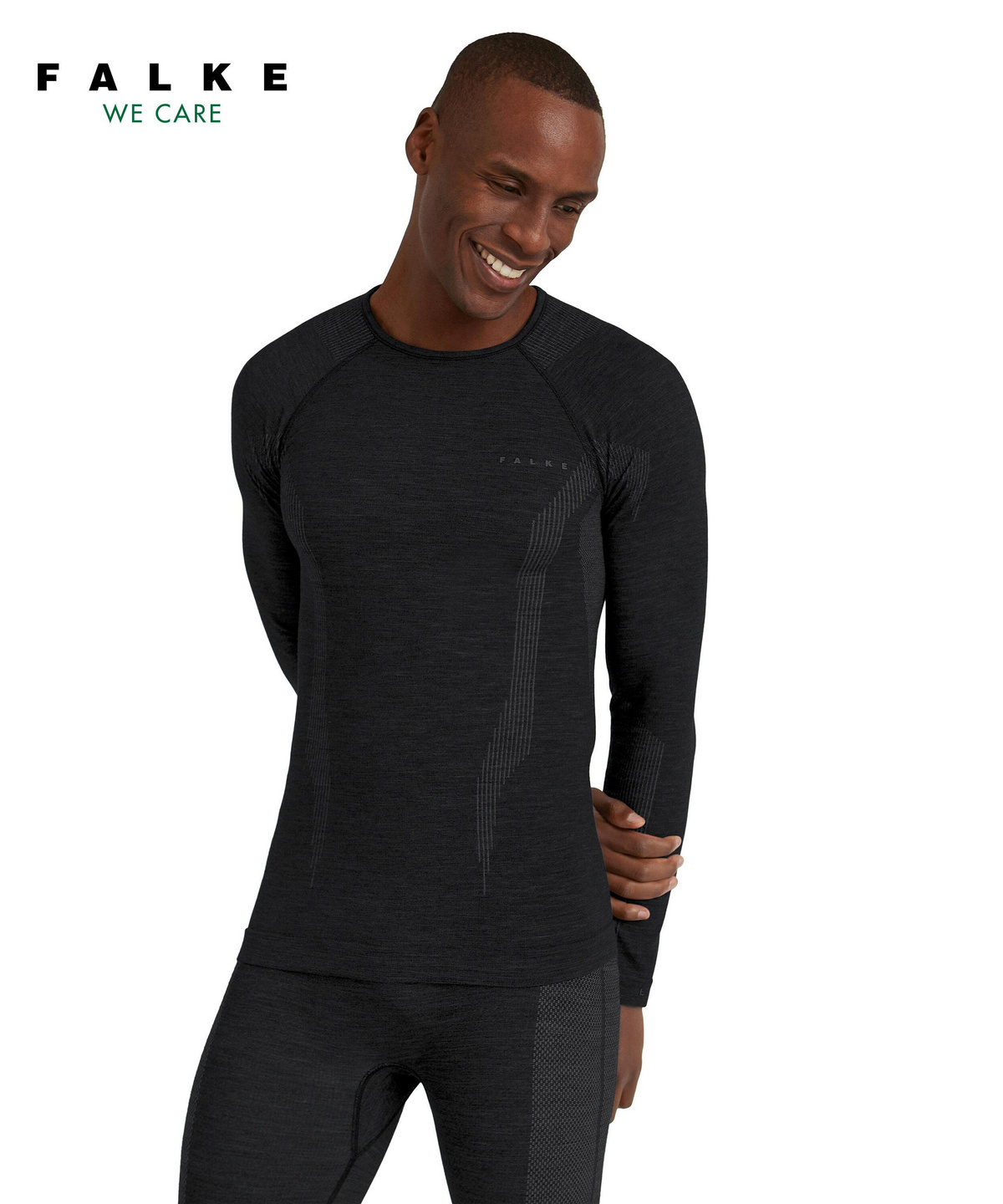 Men Wool-Tech shirt FALKE Long | (Black) sleeve