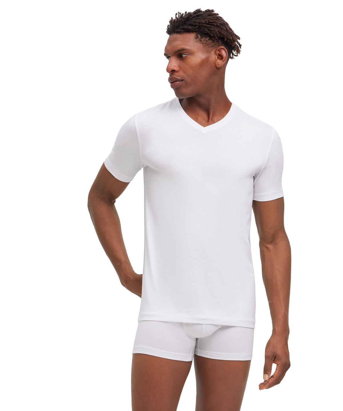 BLEND Men's Pack Of 2 V-Neck T-Shirts - Slim Fit, 95% Cotton 5% Elastane, White, Short Sleeve - View #13
