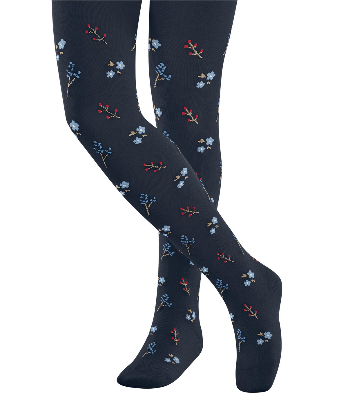 FALKE Little Flowers K Ti Cotone Fantasia Collant, Blu Space Blue 6116