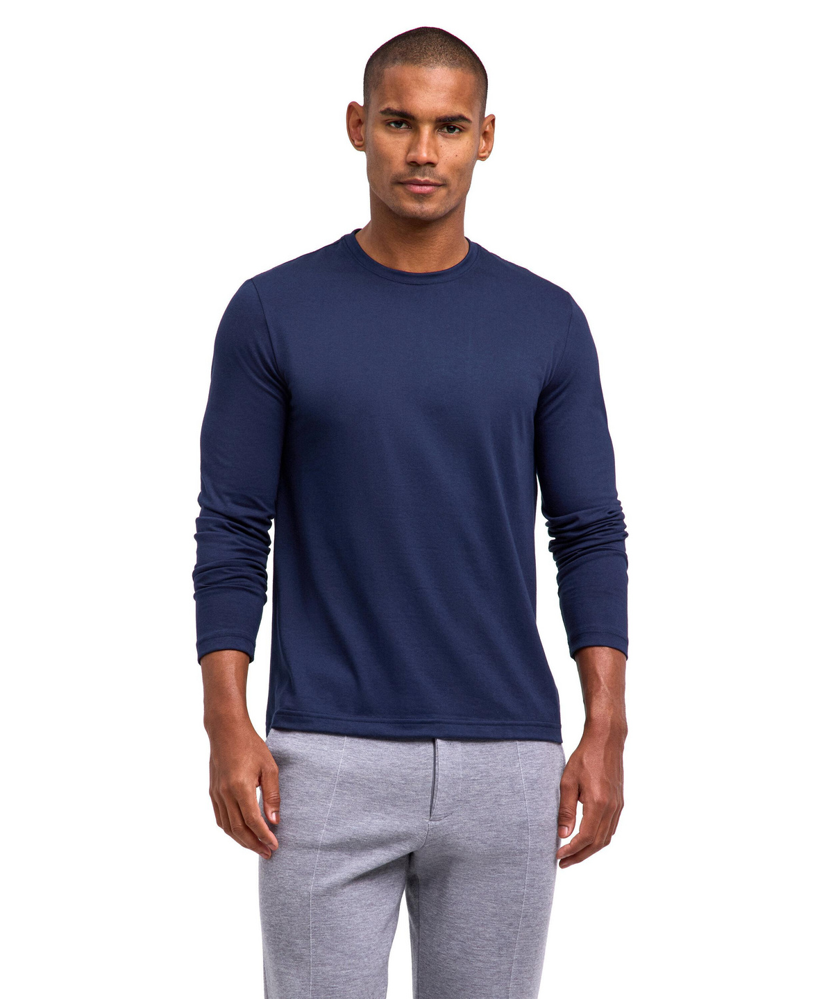 Polo coreana manica lunga in cotone piquet