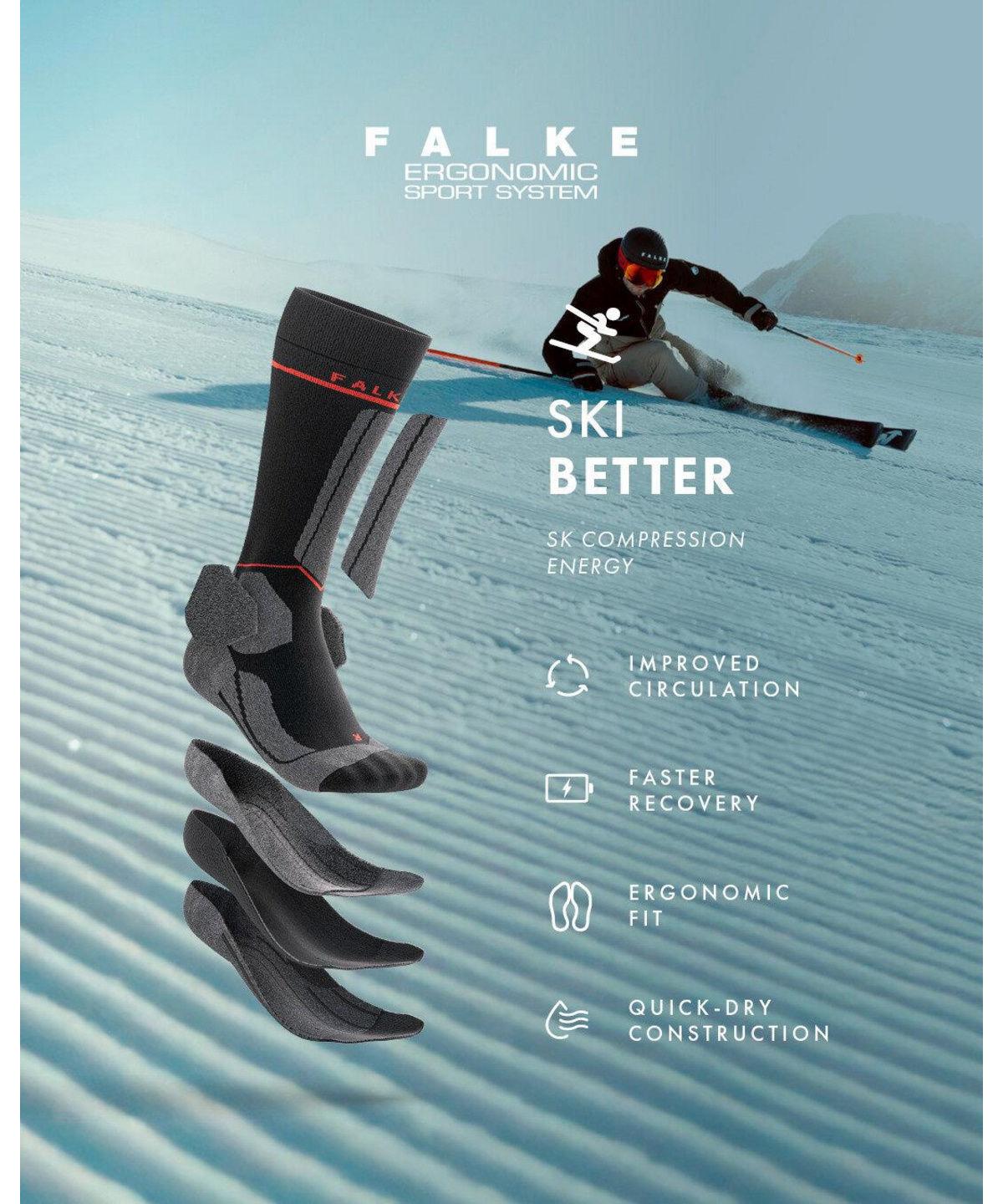 Skiing Socks SK Energizing Wool Women (Black) | FALKE