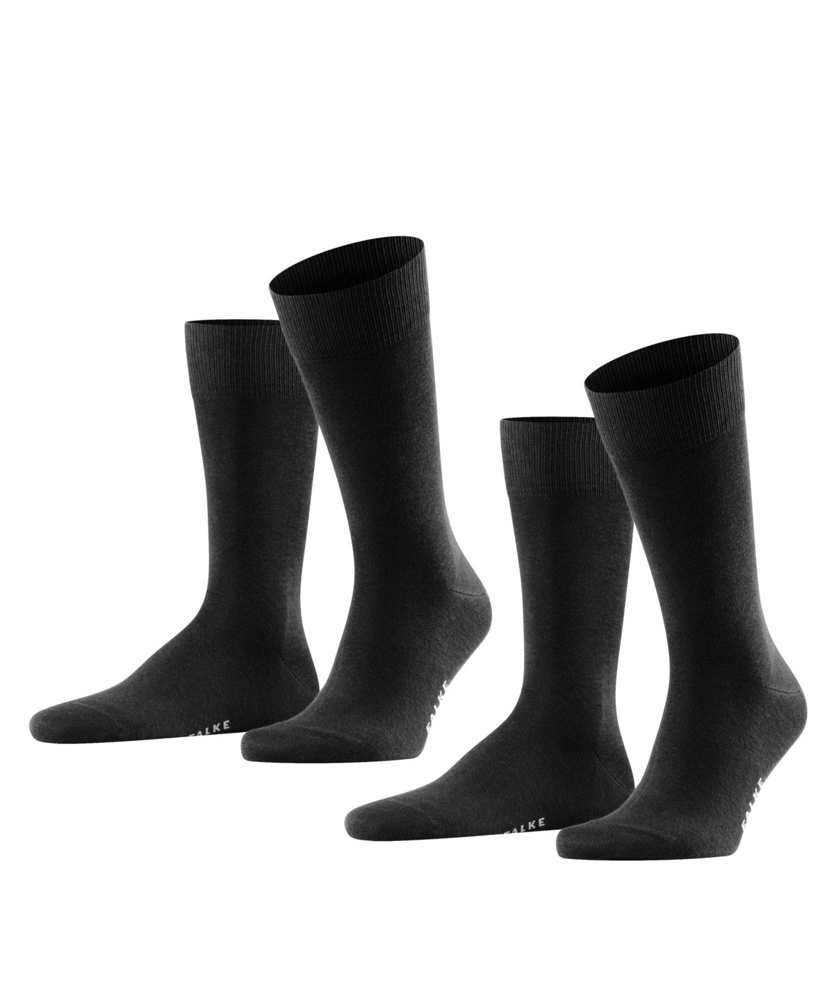 FALKE Socken Happy 2-Pack Baumwolle Herren schwarz grau viele weitere Farben verstärkte Herrensocken ohne Muster atmungsaktiv dünn und einfarbig im Multipack 2 Paar