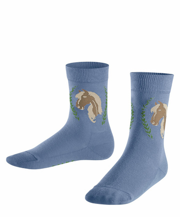Girls 1 Pair Falke Horse and Floral Cotton Socks 