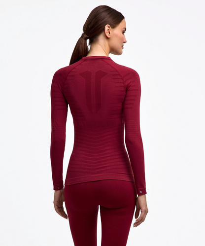 Falke Womens Maximum Warm Zip Shirt Tight Fit In Dark Night
