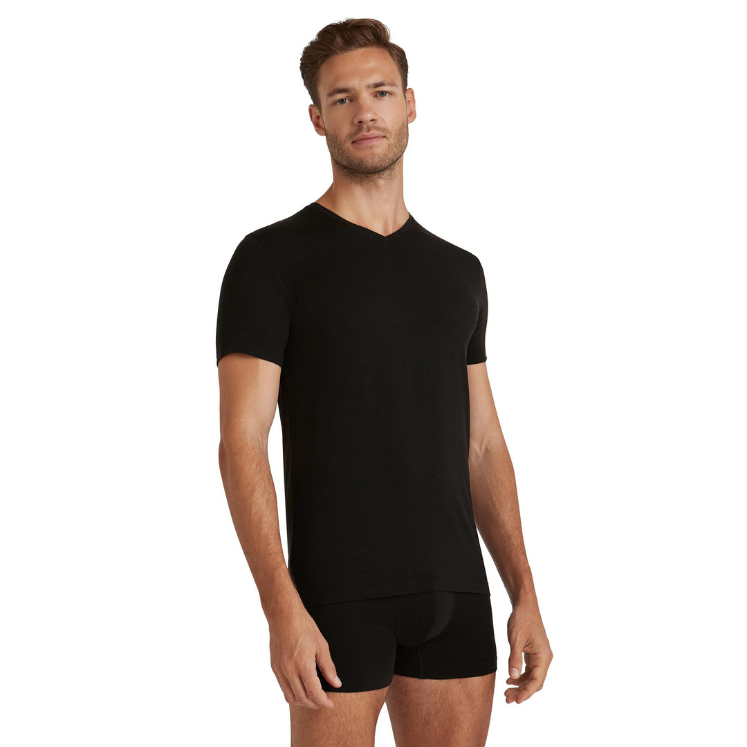 FALKE Herren T-Shirt V-Ausschnitt Daily ClimaWool